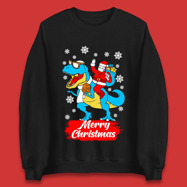 Santa Claus Riding T-Rex Christmas Unisex Sweatshirt