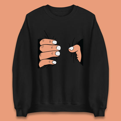 Crushing Handshake Big Hand Squeezing Funny Hand Grabbing Photographic Unisex Sweatshirt