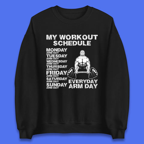 My Workout Schedule Everyday Arm Day Daily Routine  Arm Gym Workout Everyday Of Week Arm Day Fitness Unisex Sweatshirt