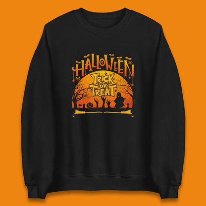 Halloween Trick Or Treat Horror Boo Ghost Creepy Zombie Hands Out Of Graveyard Unisex Sweatshirt