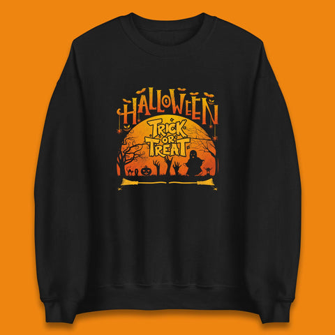 Halloween Trick Or Treat Horror Boo Ghost Creepy Zombie Hands Out Of Graveyard Unisex Sweatshirt