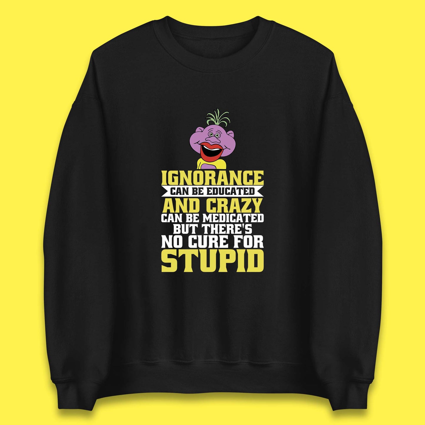 Ignorance Can Be Educated And Crazy Can Be Medicated But There's No Cure For Stupid Anonymous Quote Unisex Sweatshirt