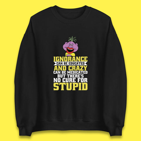 Ignorance Can Be Educated And Crazy Can Be Medicated But There's No Cure For Stupid Anonymous Quote Unisex Sweatshirt