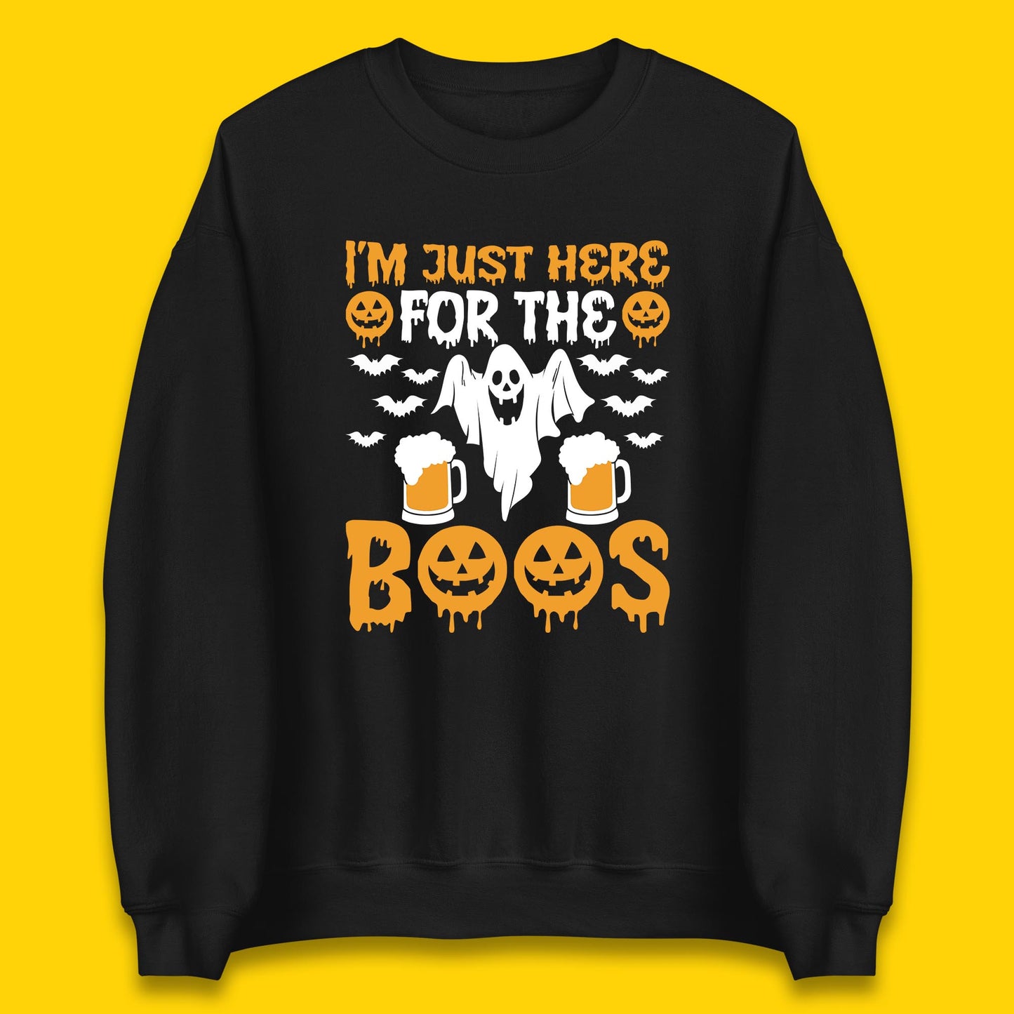 I'm Just Here For The Boos Halloween Boo Ghosts Drinking Beer Unisex Sweatshirt