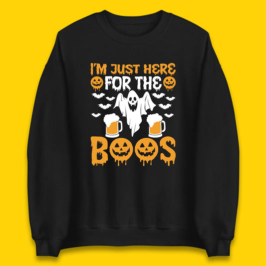 I'm Just Here For The Boos Halloween Boo Ghosts Drinking Beer Unisex Sweatshirt