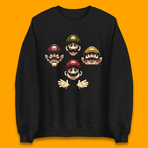 Mario Characters Funny Old Faces Super Mario, Luigi, Wario And Waluigi Game Players Mario Bro Toad Retro Gaming  Unisex Sweatshirt