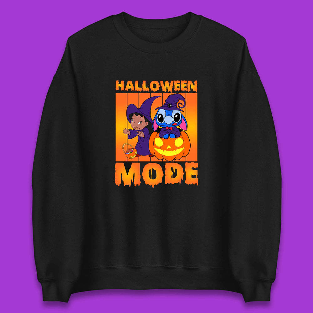Halloween Mode Disney Lilo & Stitch Halloween Pumpkin Witch Hat Stitch Spooky Disneyland Trip Unisex Sweatshirt