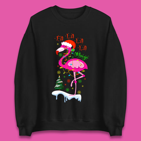 Fa La La La Mingo Christmas Flamingo Santa Hat Xmas Lights Flamingo Lover Unisex Sweatshirt