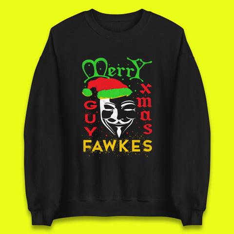 Merry Christmas Santa Claus Anonymous Guy Fawkes Xmas Mask Unisex Sweatshirt
