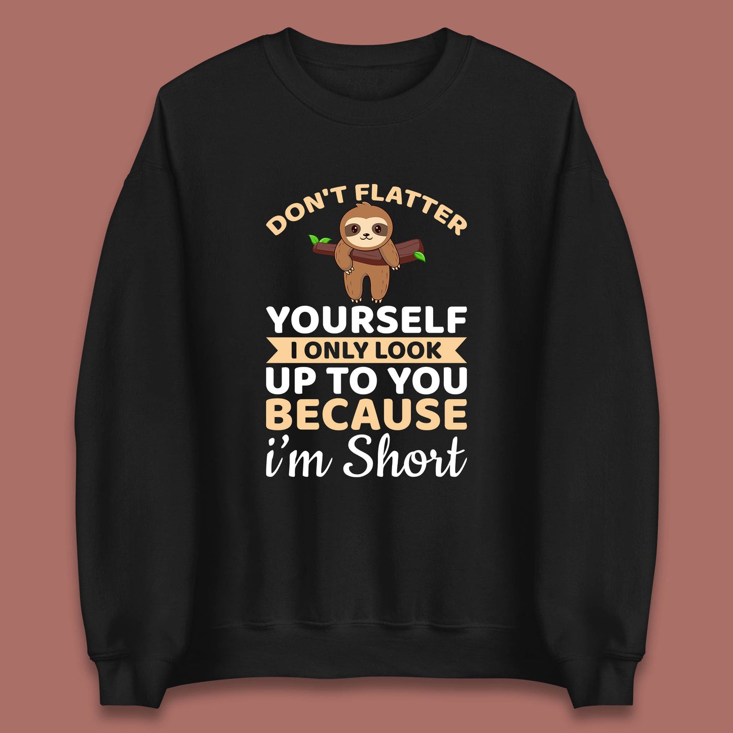 Don't Flatter Yourself I Only Look Up To You Because I'm Short Happy Sloths Funny Sarcastic Unisex Sweatshirt