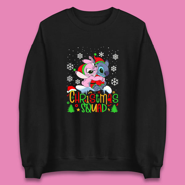 Christmas Squad Christmas Disney Stitch And Angel Christmas Xmas Lilo & Stitch Unisex Sweatshirt