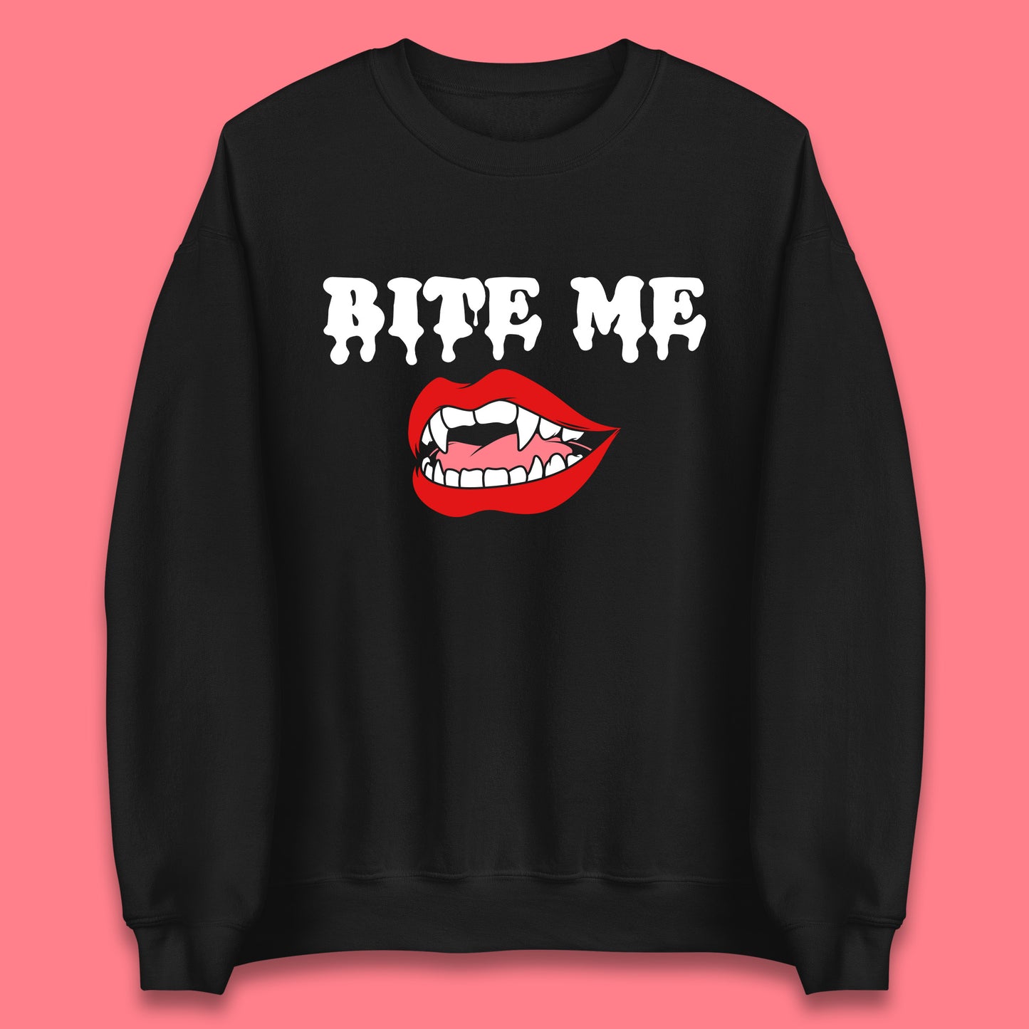 Bite Me Vampire Fangs Halloween Lips Horror Halloween Party Costume Unisex Sweatshirt