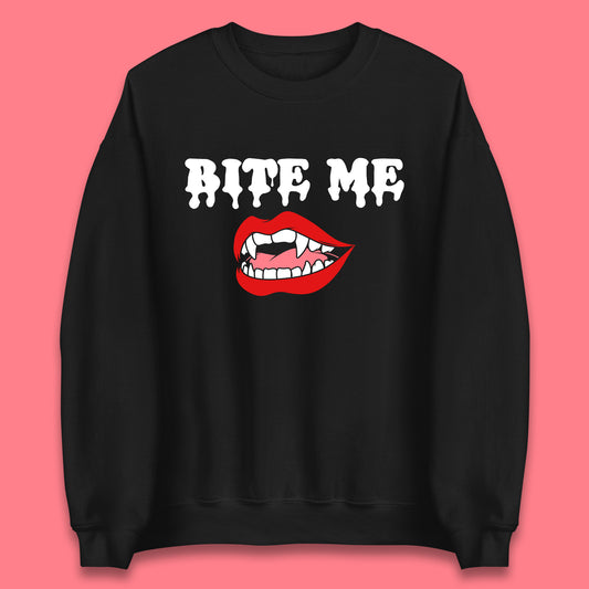 Bite Me Vampire Fangs Halloween Lips Horror Halloween Party Costume Unisex Sweatshirt