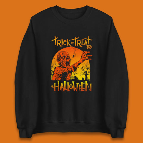 Trick Or Treat Halloween Zombie Horror Scary Spooky Vibes Unisex Sweatshirt