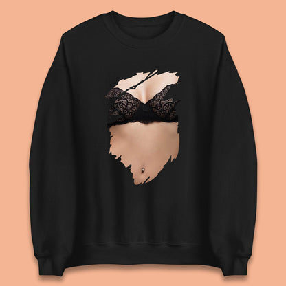 Beautiful Sexy Glamour Blonde Girl Stylish Trendy Summer Fashion Sexy Bra Unisex Sweatshirt