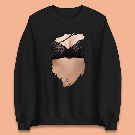 Beautiful Sexy Glamour Blonde Girl Stylish Trendy Summer Fashion Sexy Bra Unisex Sweatshirt