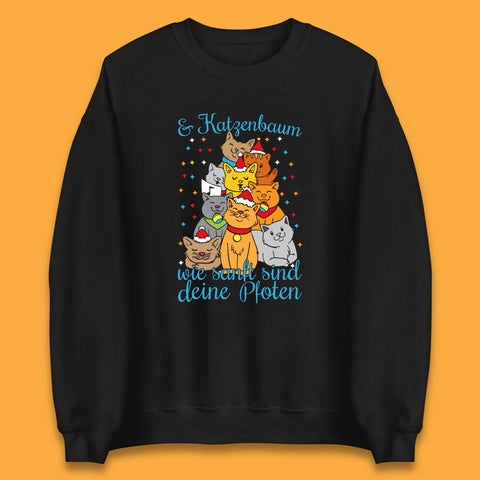 & Katzenbaum Wie Sanft Sind Deine Ploten Ugly Christmas Cat Tree Funny Xmas Cat Unisex Sweatshirt