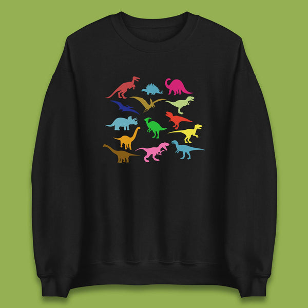 Colourful Dinosaurs Dino Fossil Dinosaurs Wild Nature Prehistoric Paleontology Velociraptor Unisex Sweatshirt