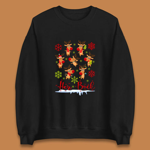 Her Buck Christmas Reindeer Xmas Rudolf Holiday Season Gift Unisex Sweatshirt