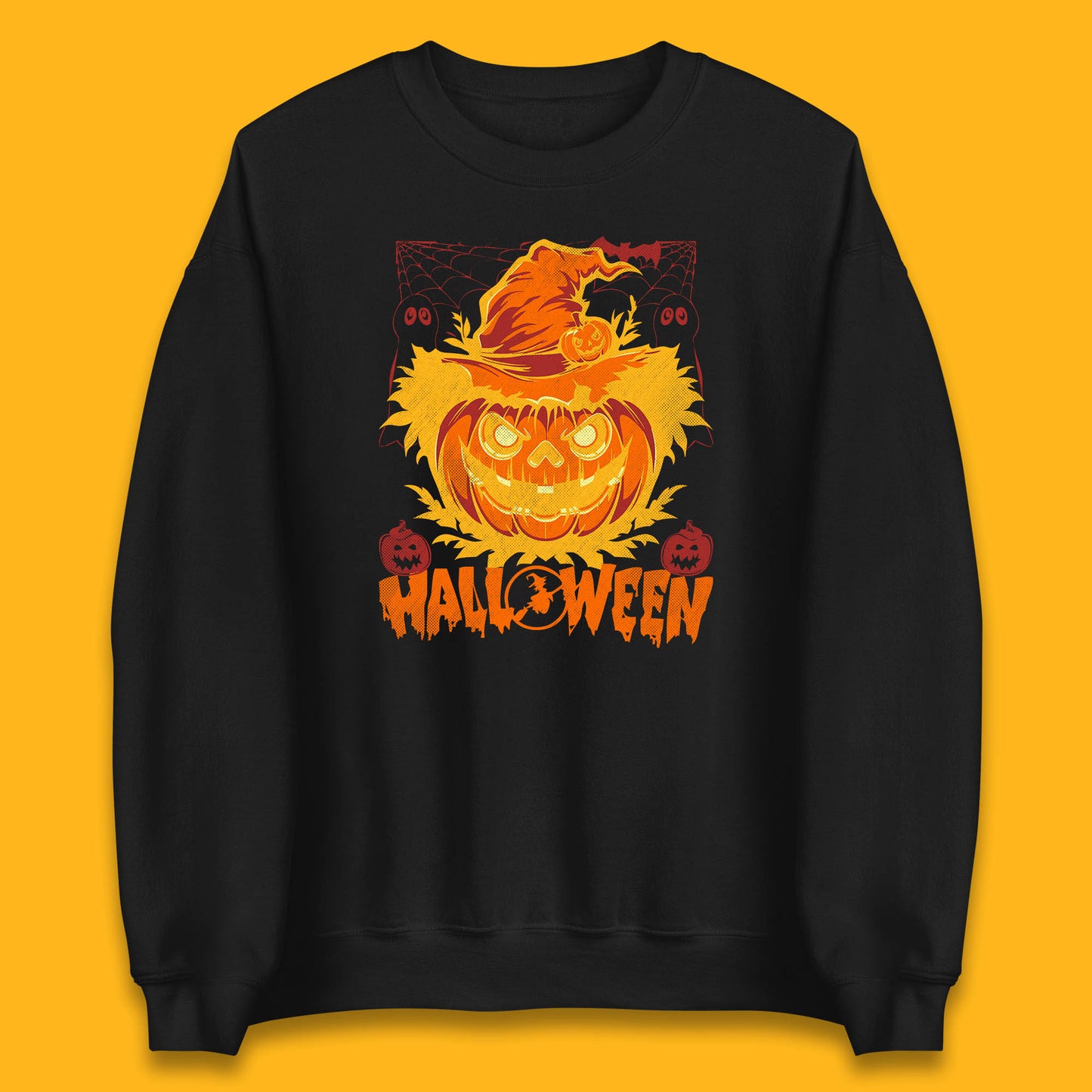 Halloween Scary Pumpkin Face Jack O Lantern Horror Halloween Night Unisex Sweatshirt