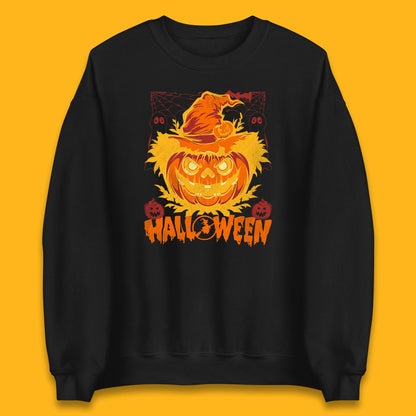 Halloween Scary Pumpkin Face Jack O Lantern Horror Halloween Night Unisex Sweatshirt