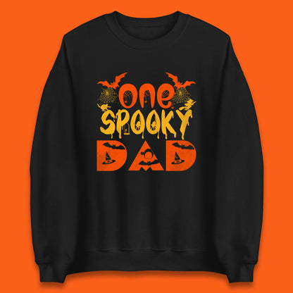 One Spooky Dad Happy Halloween Fall Season Dad Life Spooky Flying Bats Unisex Sweatshirt