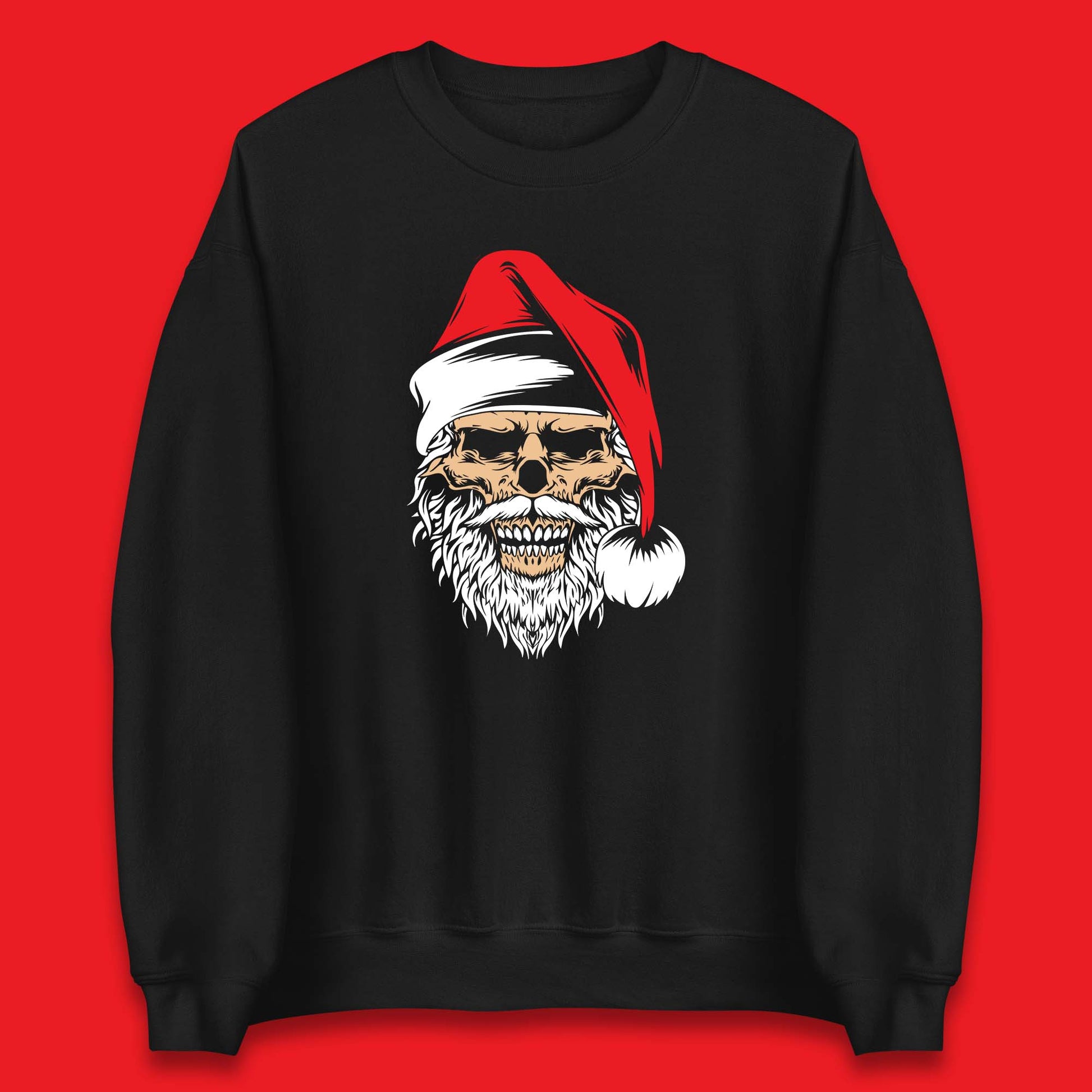 christmas gothic skull santa hat sweatshirt