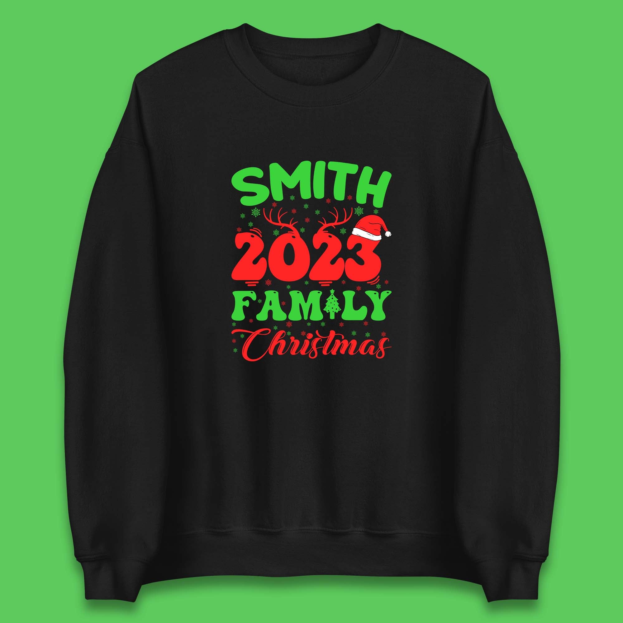 Personalised 2023 Family Christmas Your Name Xmas Matching Family Costume Unisex Sweatshirt