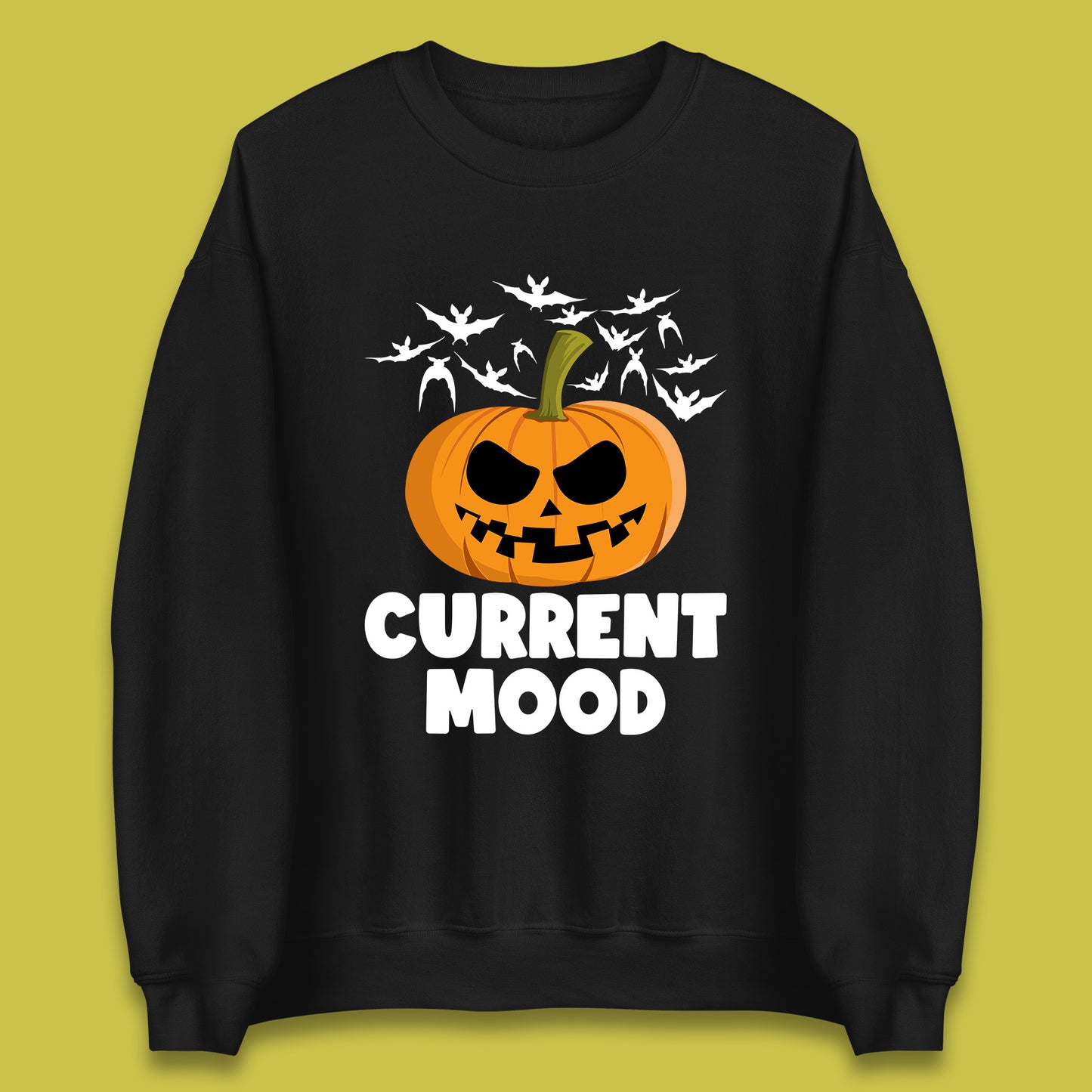 Current Mood Halloween Pumpkin Ghost Evil Scary Smile Face Horror Jack-o-lantern Unisex Sweatshirt