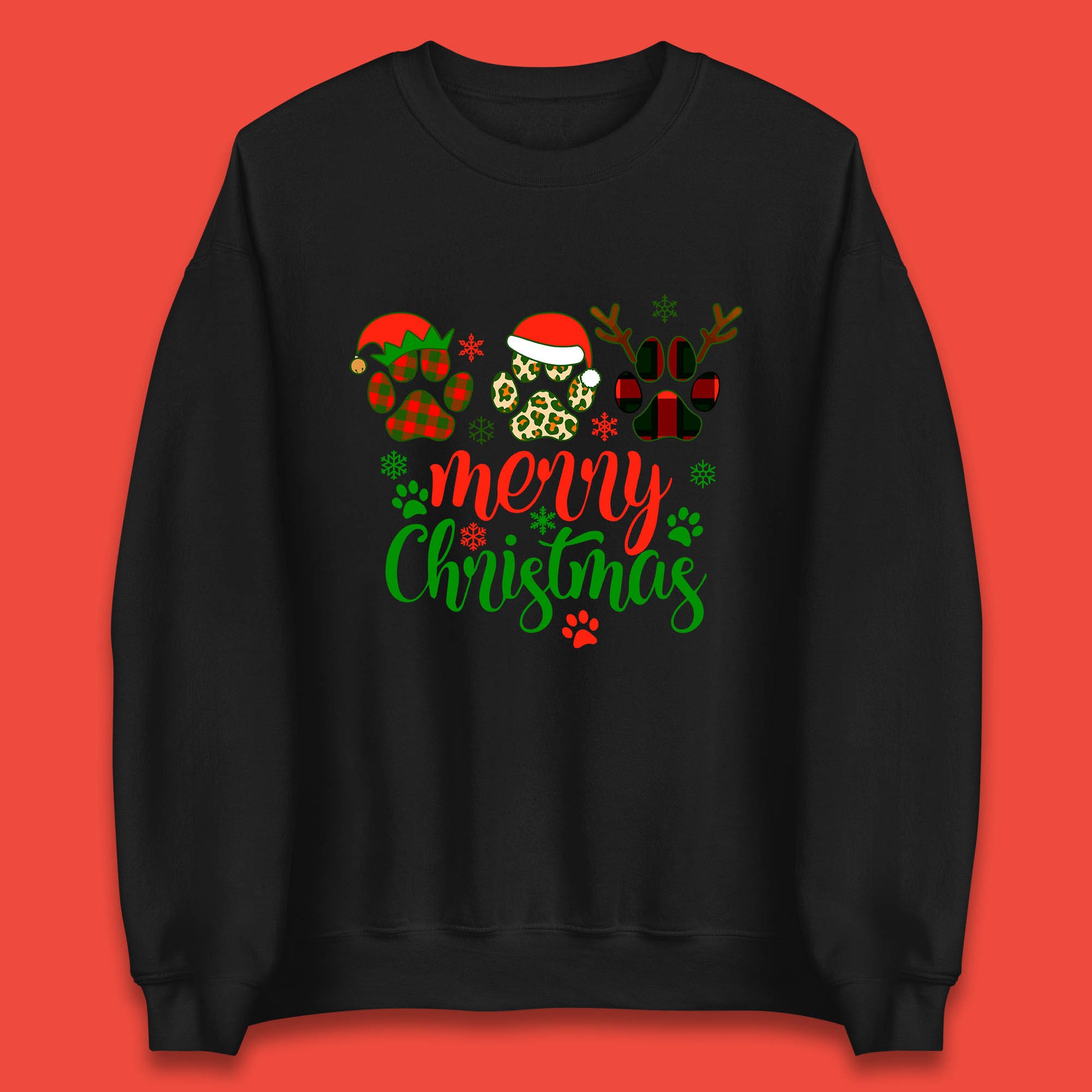 dog & cat paws christmas sweatshirt