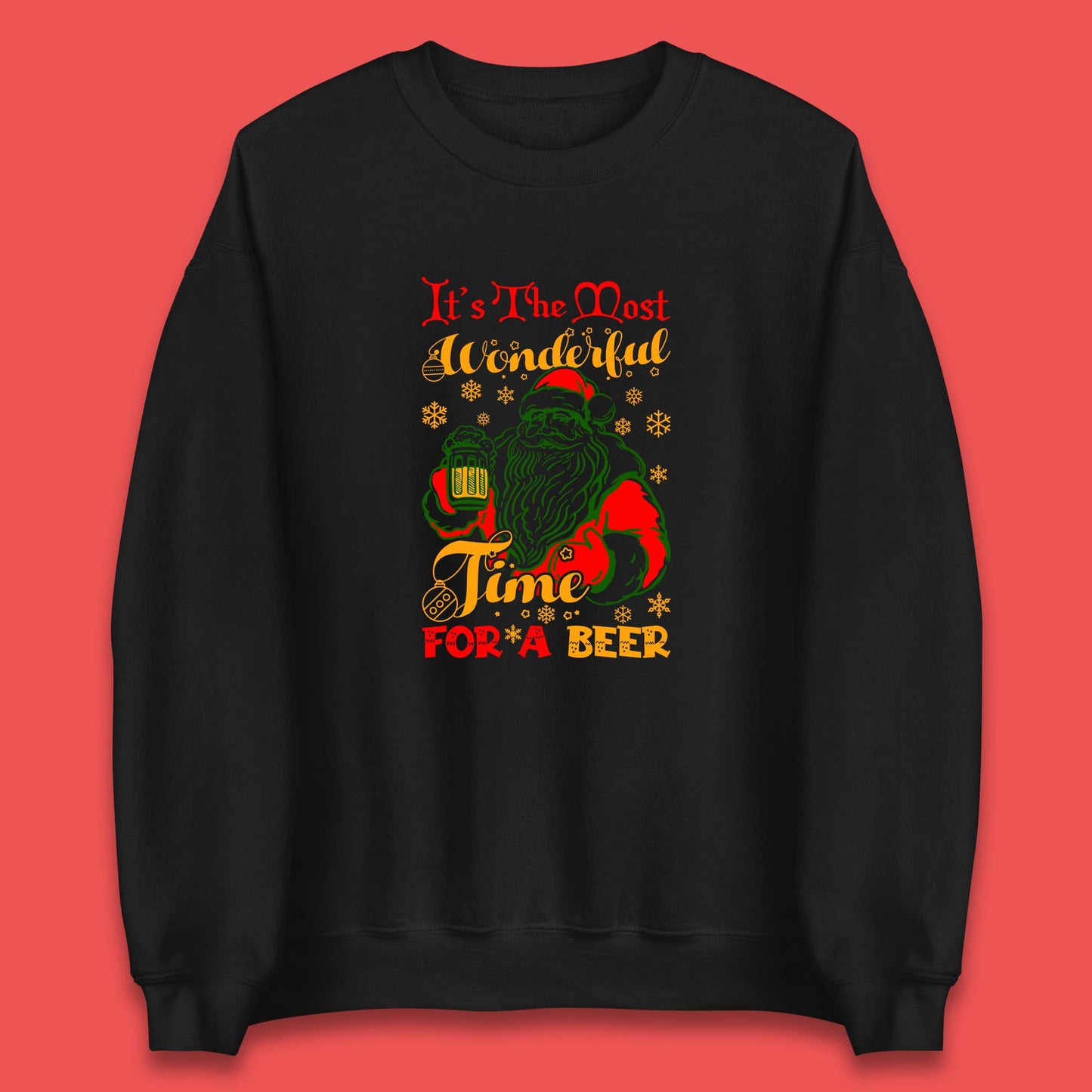 santa drinking beer sweatshirt