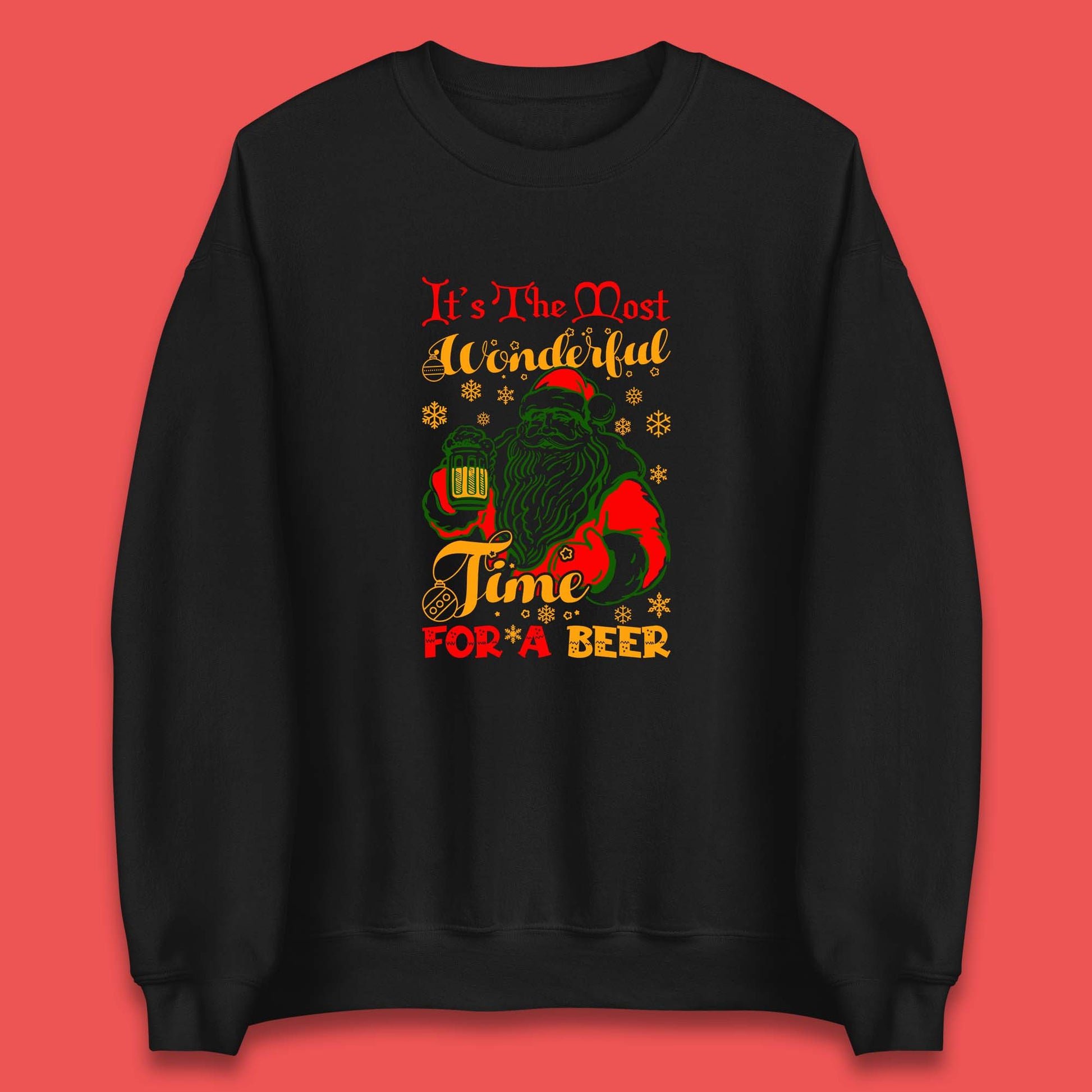santa drinking beer sweatshirt