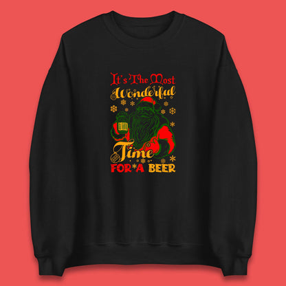 santa drinking beer sweatshirt