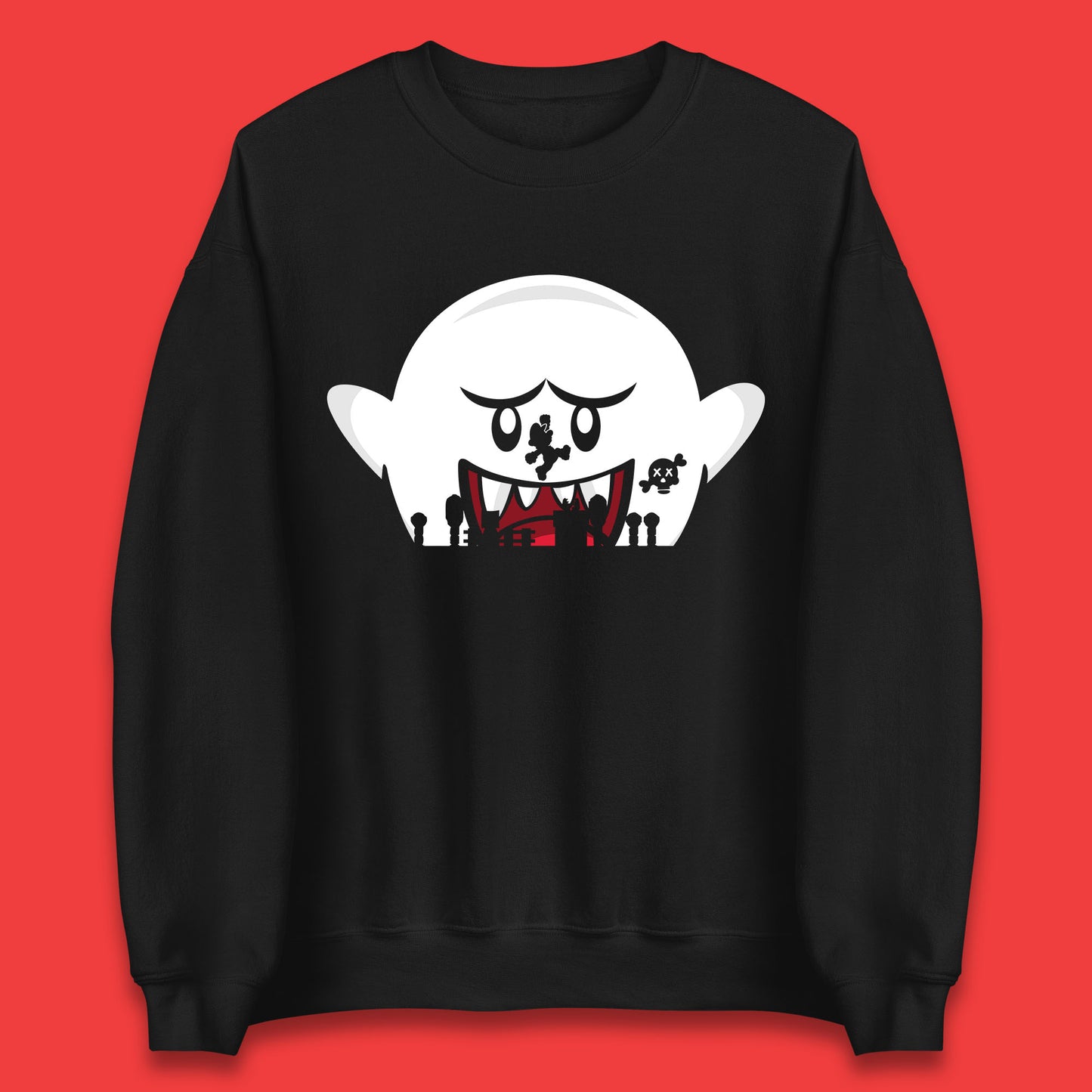 Super Mario Boo Trick Or Treat Halloween Nintendo Mario Iconic Ghost Boo Unisex Sweatshirt