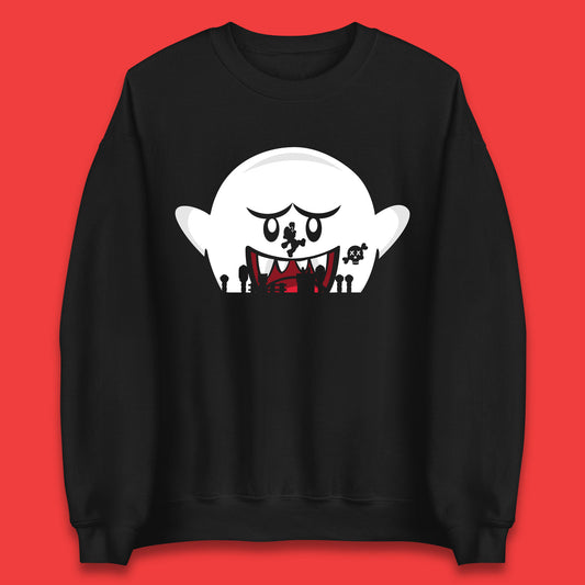 Super Mario Boo Trick Or Treat Halloween Nintendo Mario Iconic Ghost Boo Unisex Sweatshirt