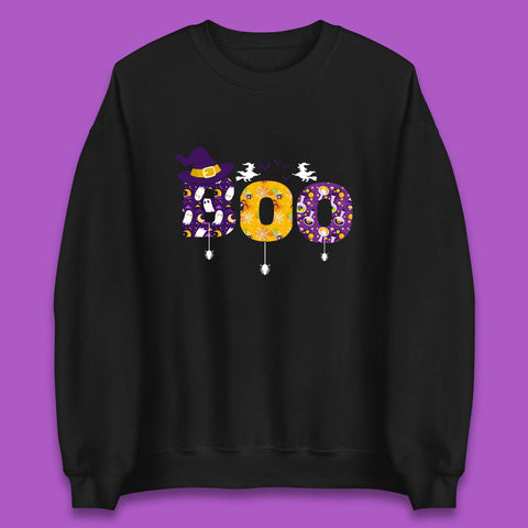 Boo With Spiders And Witch Hat Halloween Boo Ghosts Costume Unisex Sweatshirt