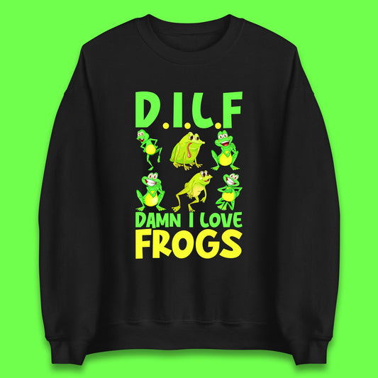 Dilf Damn I Love Frogs Funny Saying Animals Vintage Frog Lover Unisex Sweatshirt