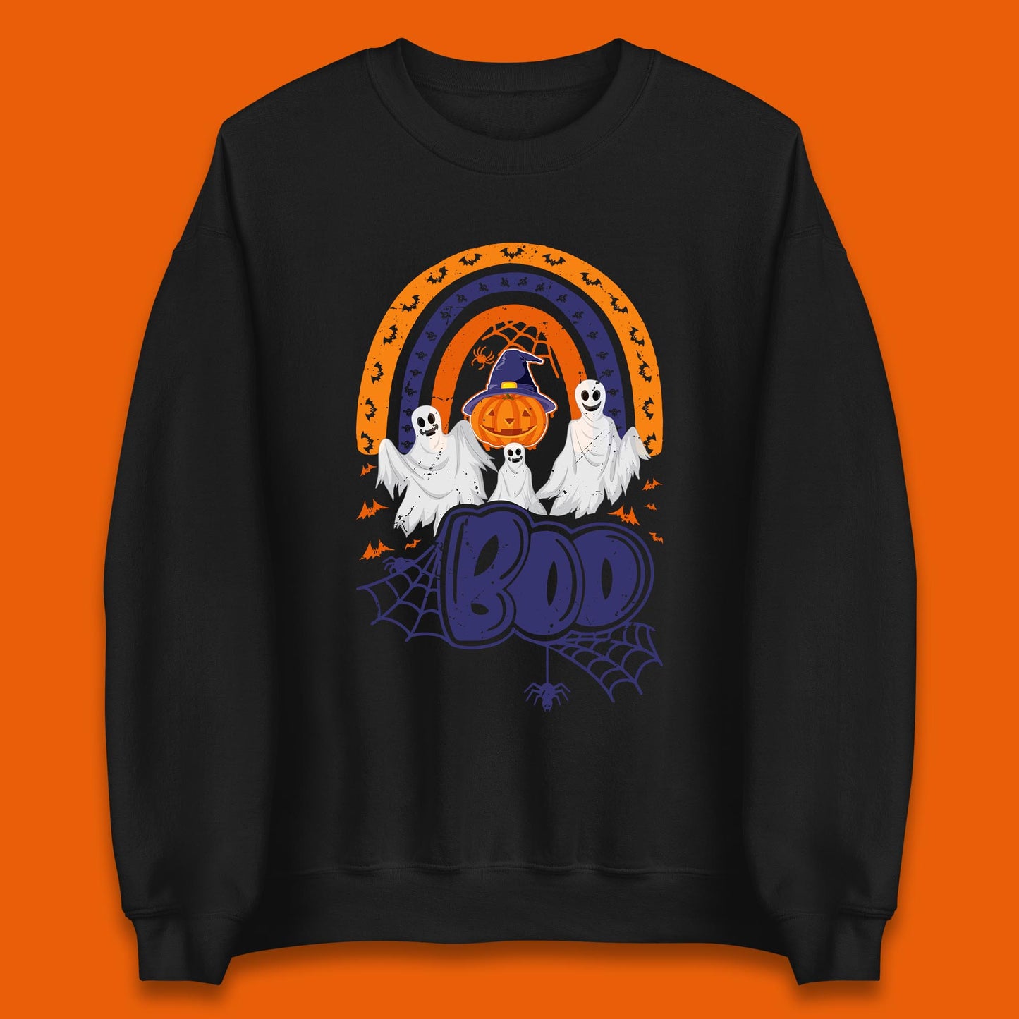 Halloween Boo Ghosts With Witch Pumpkin Scary Spooky Season Unisex Sweatshirt