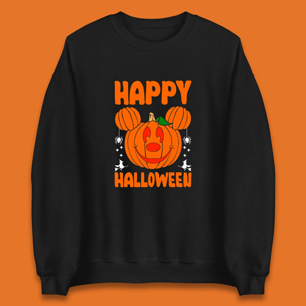 Happy Halloween Disney Mickey Mouse Jack-o-lantern Pumpkin Face Horror Scary Disney Trip Unisex Sweatshirt
