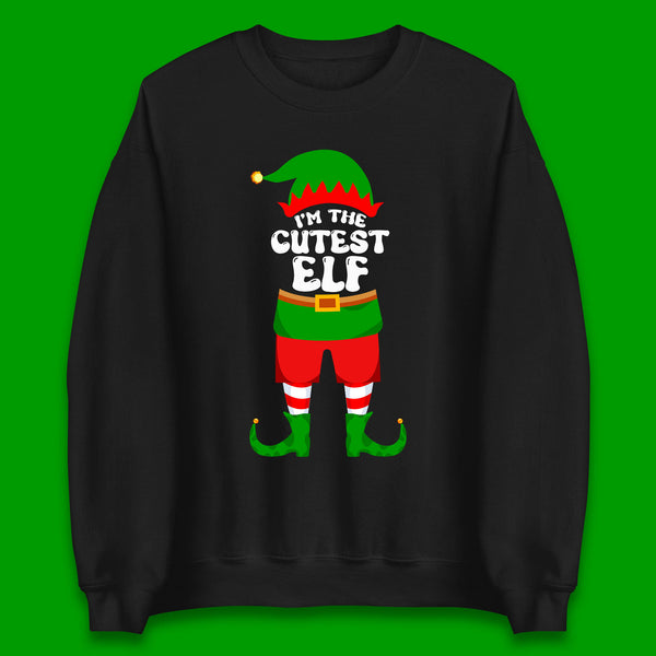 Christmas Character Elf I'm The Cutest Elf Xmas Costume Elf Wear Matching Christmas Unisex Sweatshirt