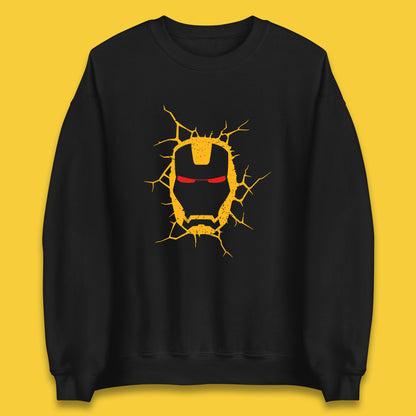 Marvel Avengers Iron Man Face Cracked Wall Art Superhero Comic Book Character Iron-man Marvel Comics Unisex Sweatshirt
