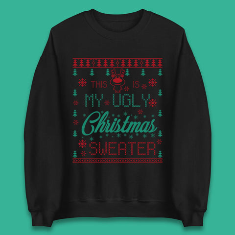 Ugly Christmas Sweater Reindeer Unisex Sweatshirt