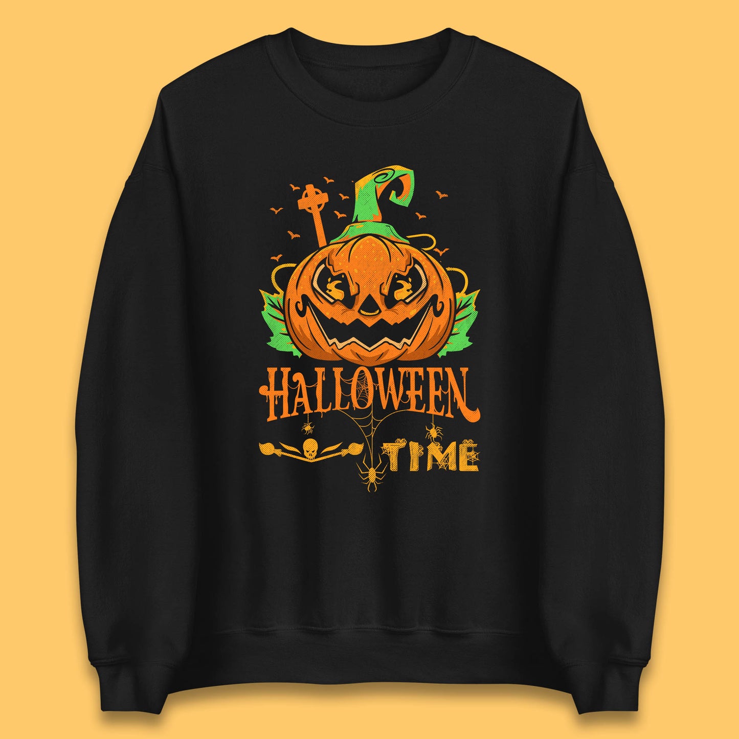 Halloween Time Scary Face Jack O Lantern Horror Pumpkin Halloween Scary Night Unisex Sweatshirt
