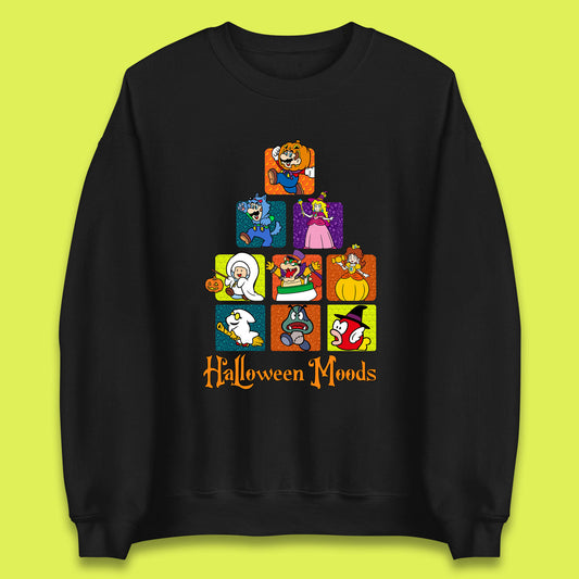 Super Mario Halloween Moods Nintendo Super Mario Game Characters Horror Halloween Spooky Mario Season Unisex Sweatshirt