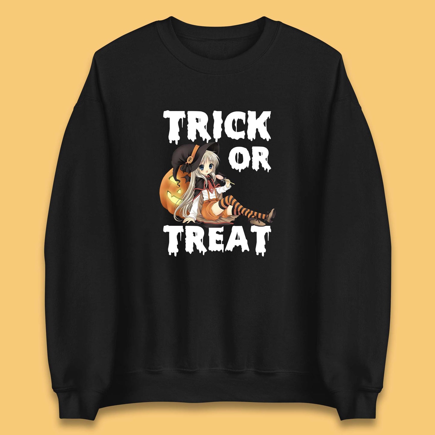 Trick Or Treat Halloween Witch Anime Horror Scary Pumpkin Halloween Costume Unisex Sweatshirt