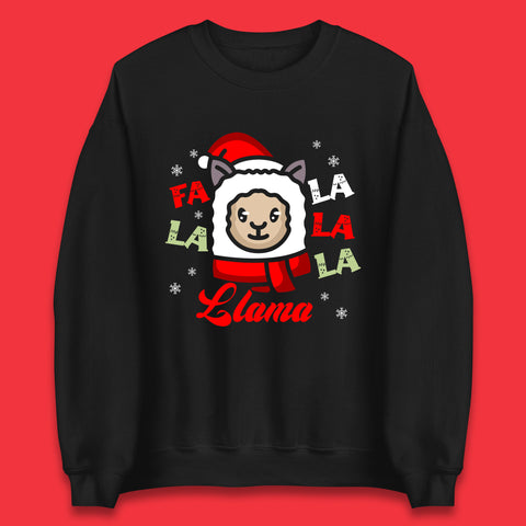 FA LA LA LA LLAMA Christmas Holiday Llama Wearing Santa Hat Xmas Unisex Sweatshirt