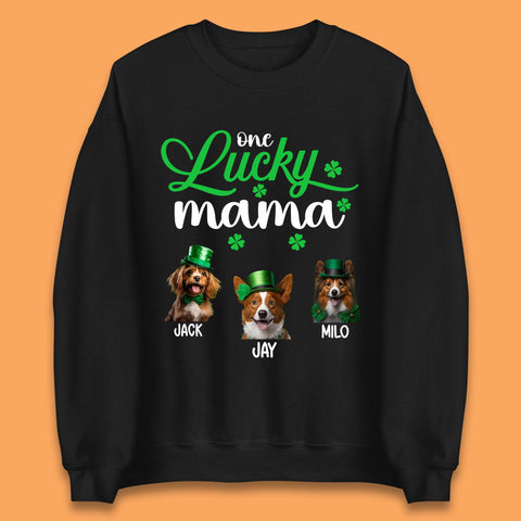 Personalised One Lucky Dog Mama Unisex Sweatshirt