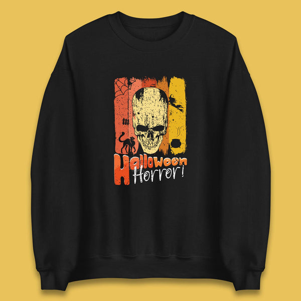 Halloween Horror Skull Vintage Scary Spooky Skeleton Unisex Sweatshirt