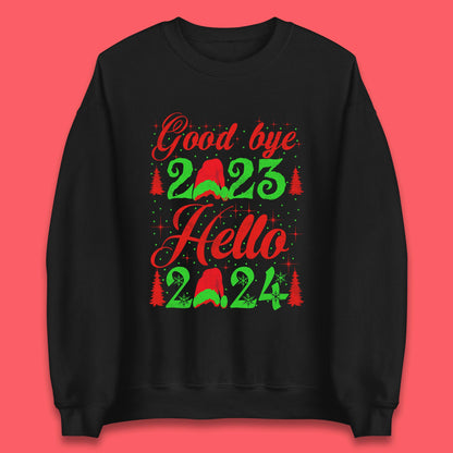 Good Bye 2023 Hello 2024 Merry Christmas Happy New Year Xmas Festive Celebration Unisex Sweatshirt