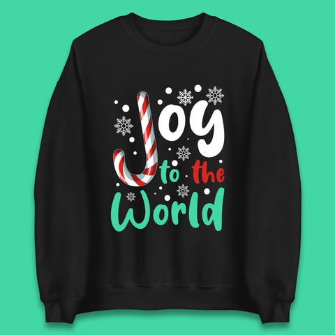Joy To The World Christian Christmas Snowflakes Xmas Cane Candy Unisex Sweatshirt